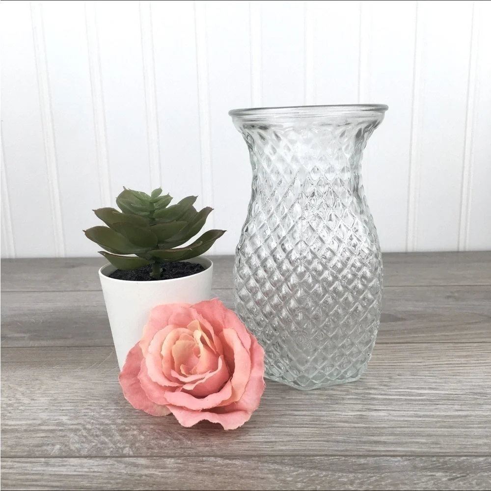 Vintage Pineapple Glass Vase Tiki Bar Cottagecore Coastal Decor